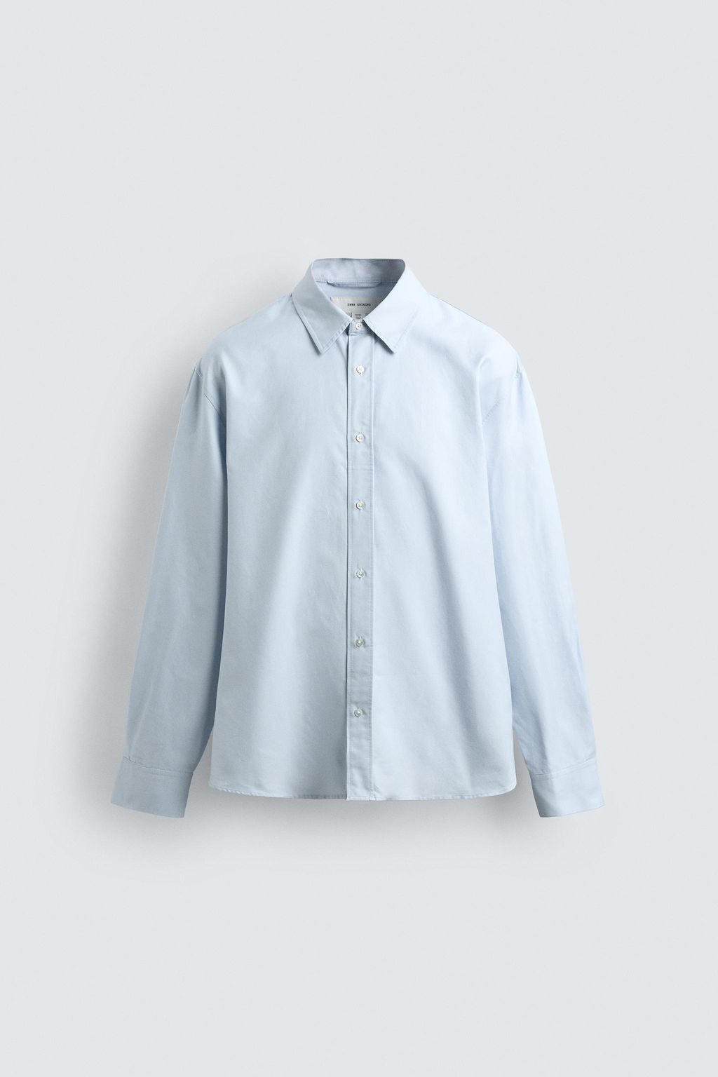 CAMISA REGULAR FIT ALGOD?N - SEDA / Celeste - Zara фото 7