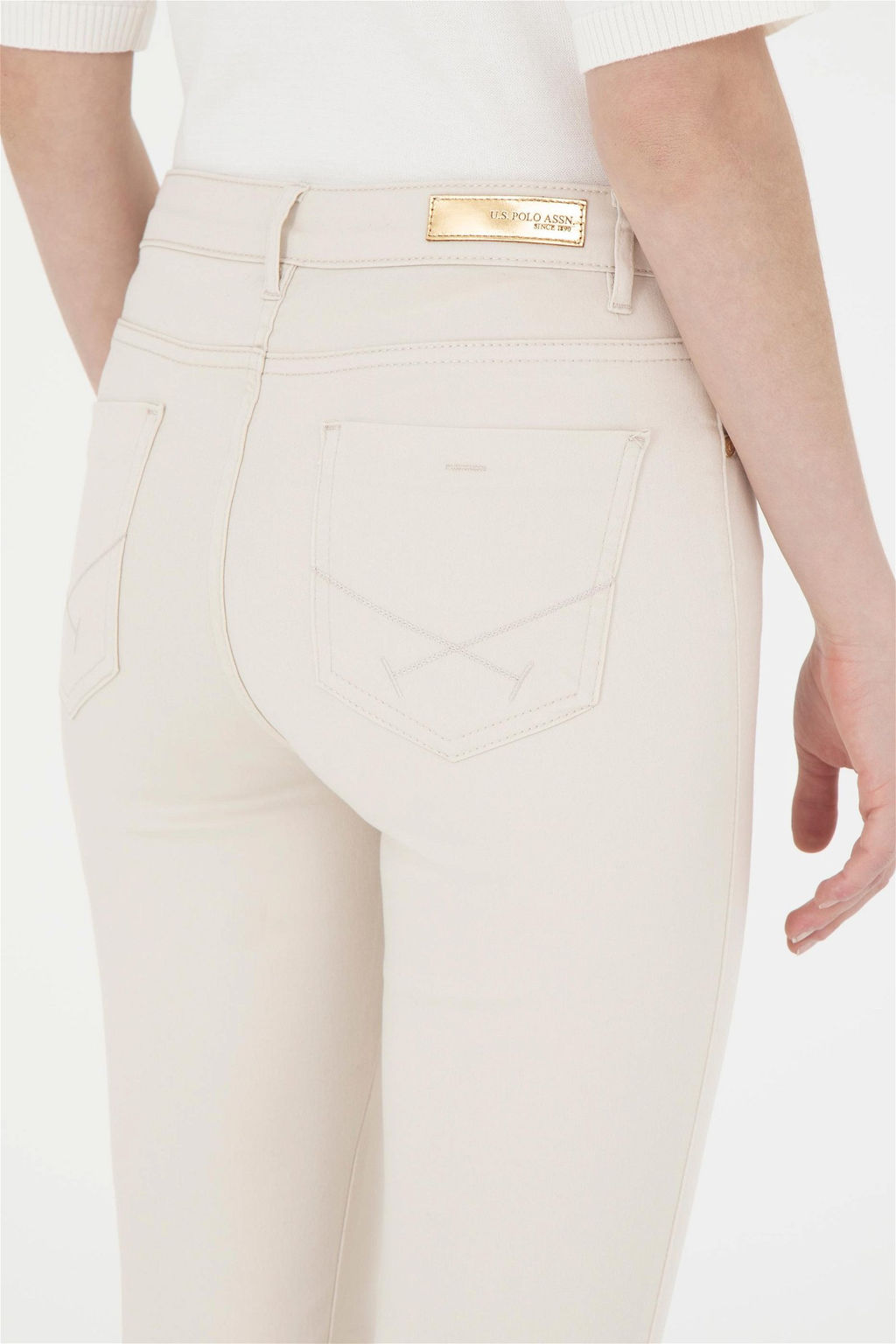 Женские бежевые брюки из плотной ткани - U.s. polo assn фото 7