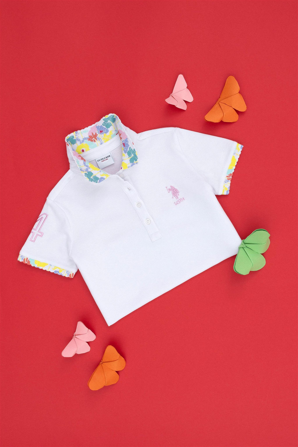 U. S. Polo Assn Белая базовая футболка с воротником-поло для девочек - U.s. polo assn фото 6