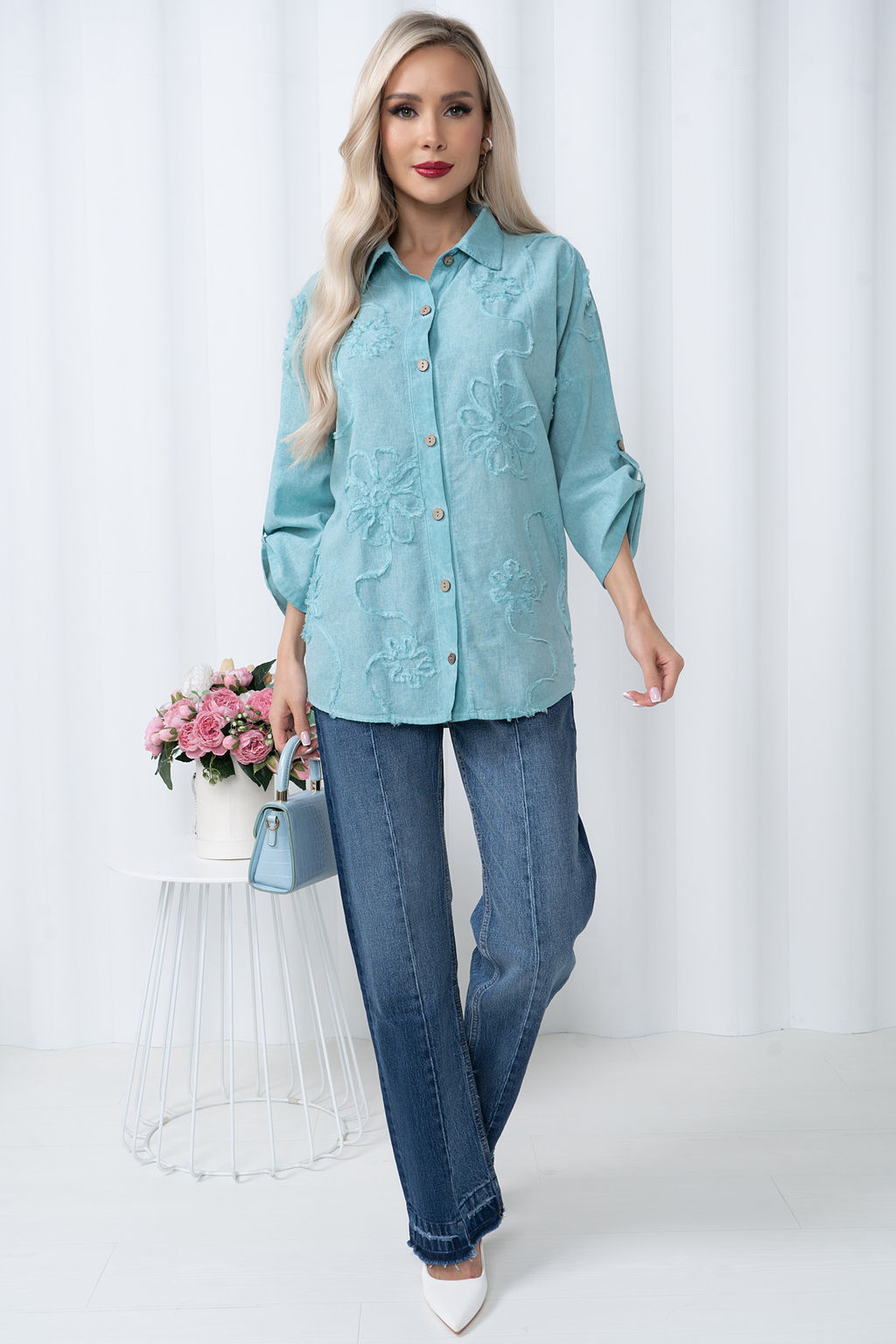 Блузка Рамина (мята) Б11-131/2 - Николь фото 2