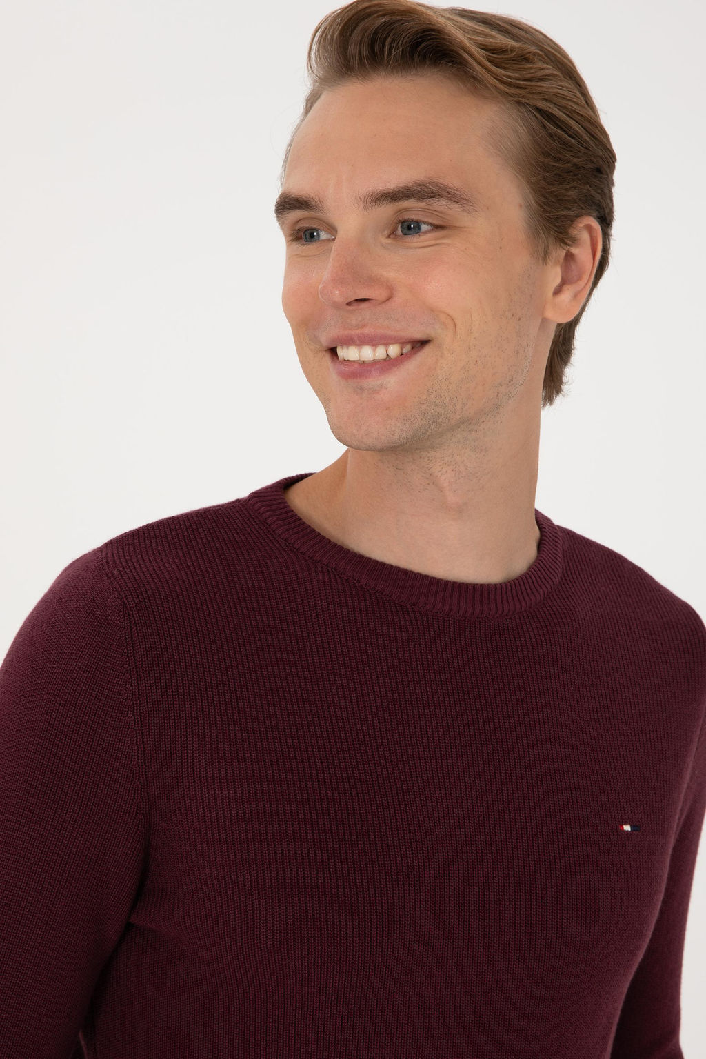 Erkek Slim Fit Bisiklet Yaka Bordo Basic Kazak - U.s. polo assn фото 2