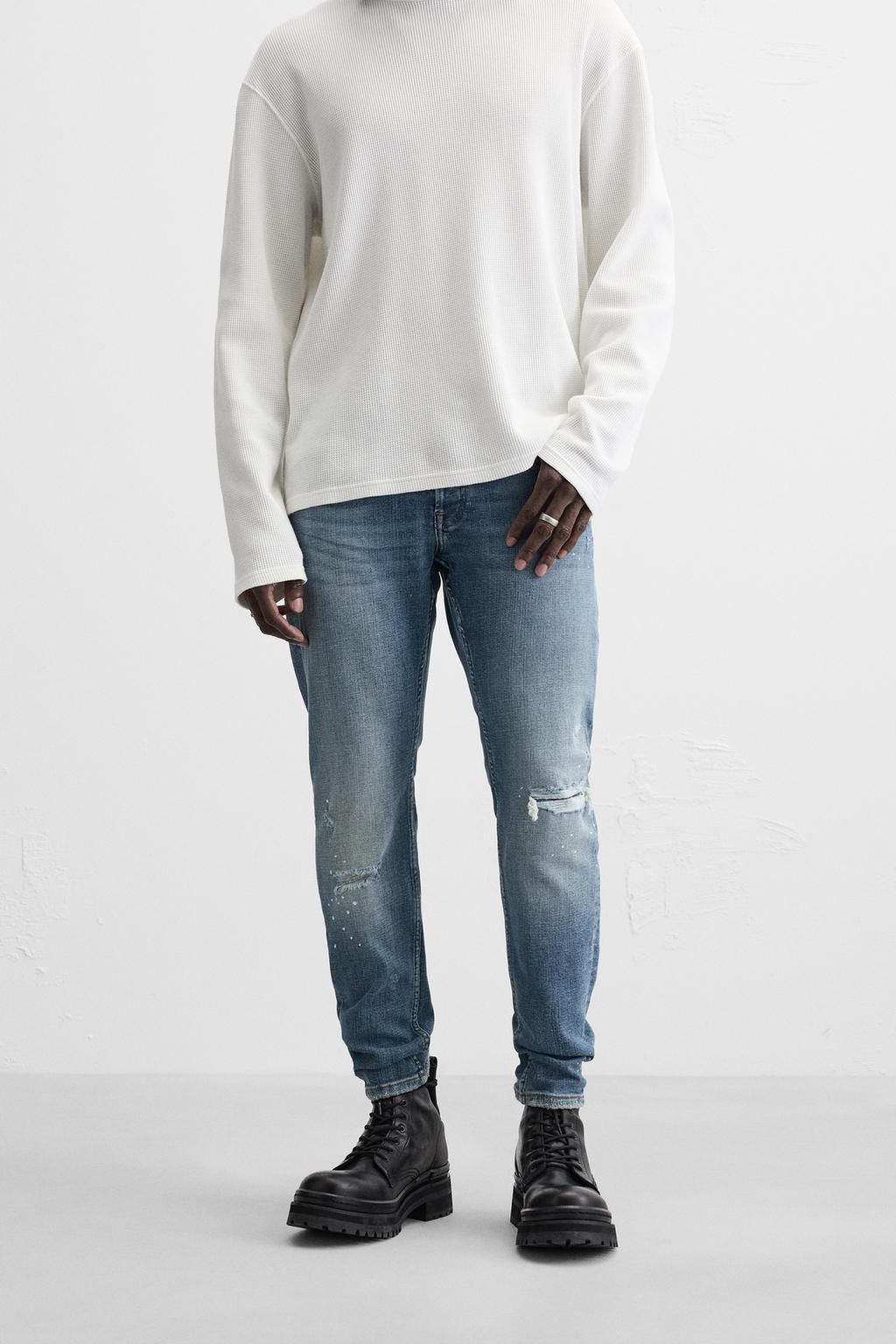 RIPPED SKINNY JEANS WITH PAINT SPLATTER - Zara фото 19