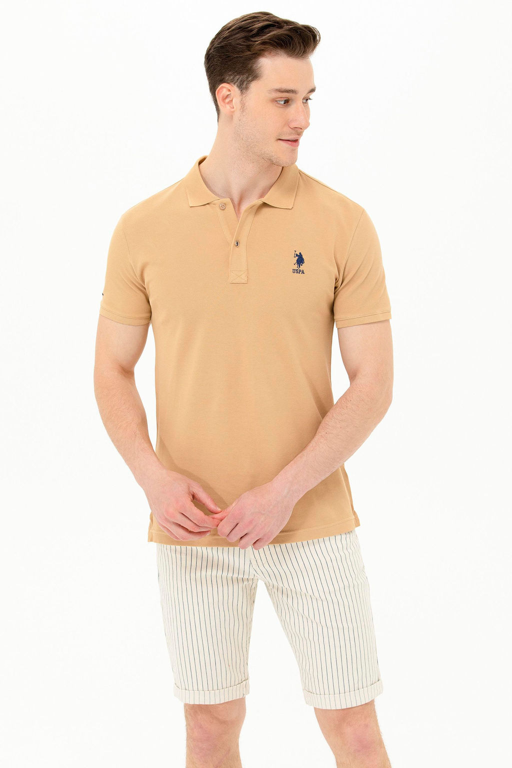 Мужская футболка Camel Polo Neck Basic - U.s. polo assn фото 2