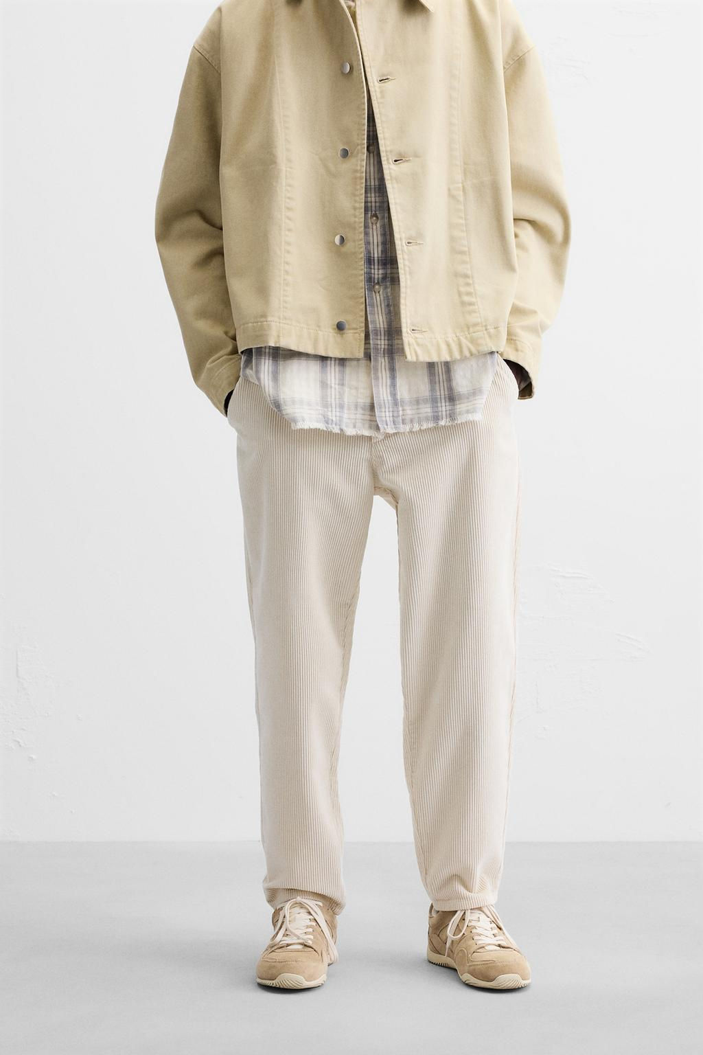 CORDUROY CARROT FIT TROUSERS - Zara фото 20
