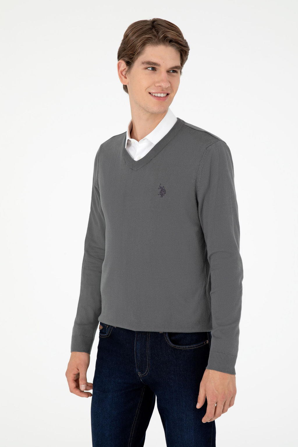 Мужской базовый свитер антрацитового цвета - U.s. polo assn фото 3