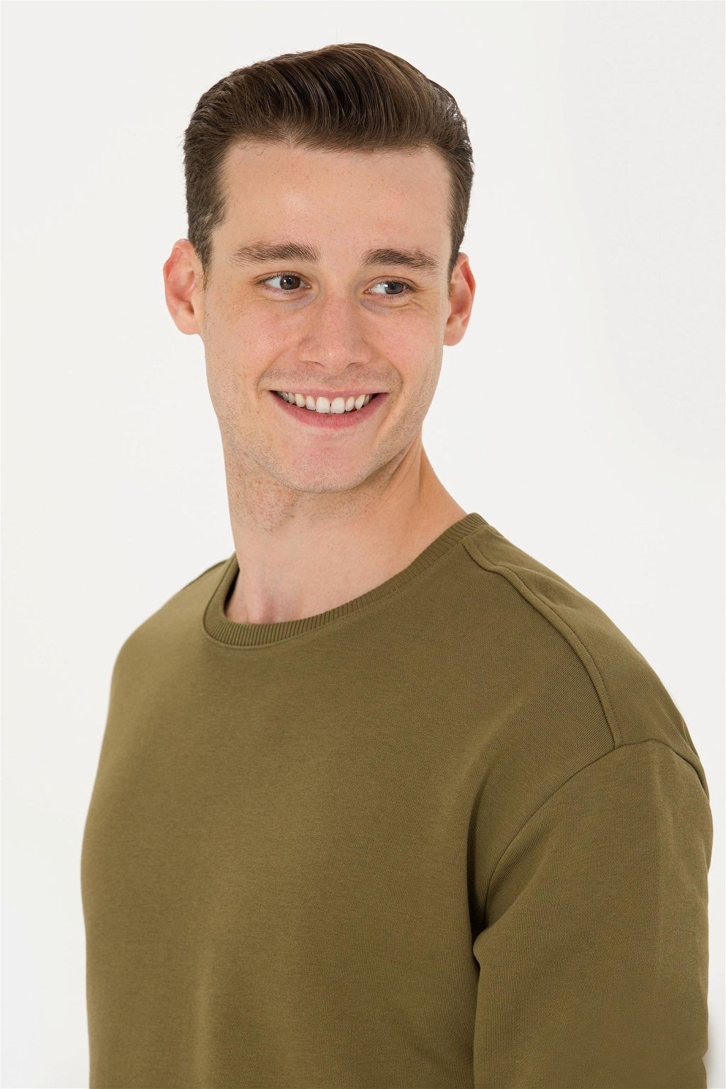 U. S. Polo Assn Мужской комфортный свитшот цвета хаки с круглым вырезом - U.s. polo assn фото 9