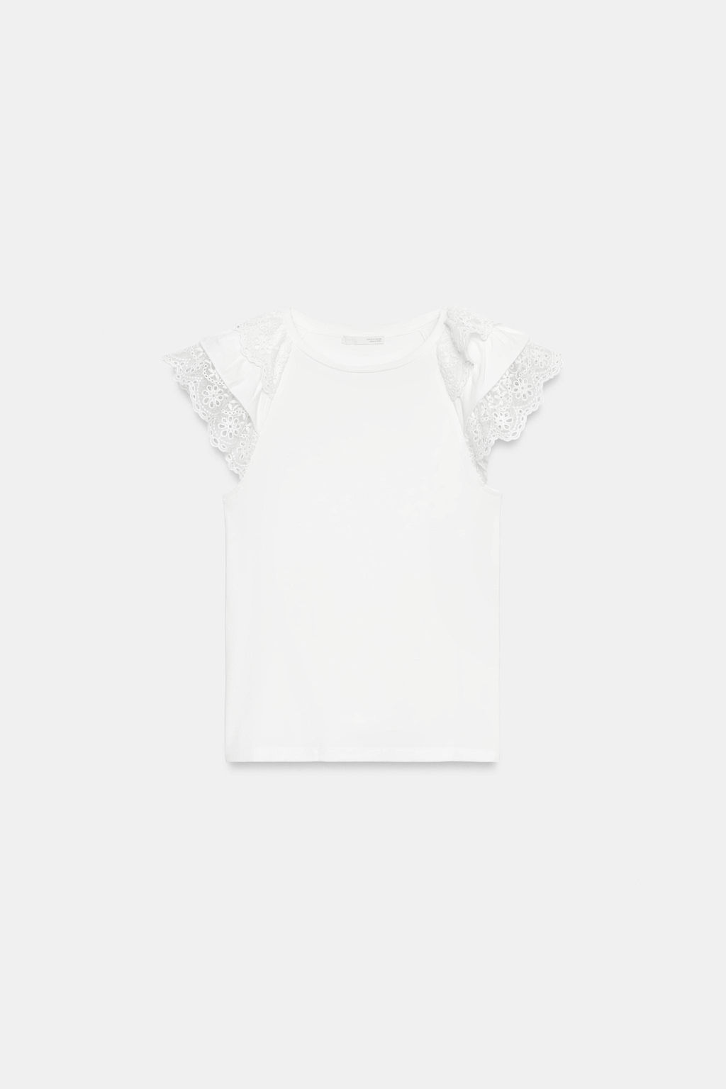 CAMISETA MANGA CORTA BORDADOS / Blanco - Zara фото 5