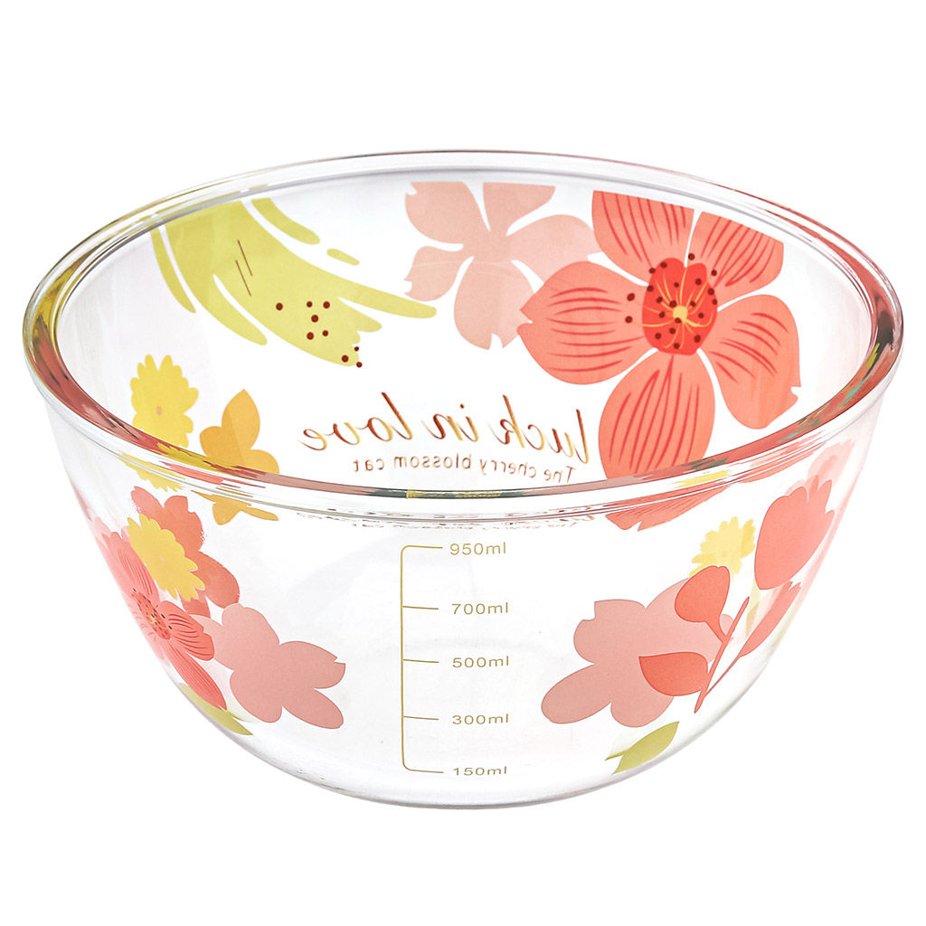 Лак ин лав (Luck in love) Салатник стеклянный 1л д16,7см h8,9см, боросиликатное стекло, с деколью, с мерной шкалой (Китай) - Домашняя Мода фото 2