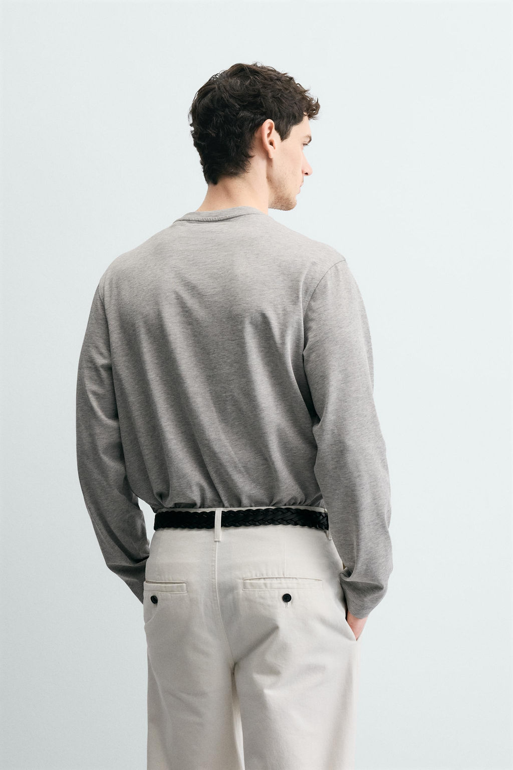 CAMISETA MEDIUM WEIGHT MANGA LARGA / Gris vigor? - Zara фото 3