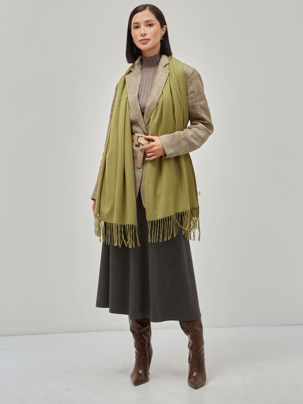 в составе ШЕРСТЬ. Большой, мягкий, теплый двусторонний палантин с принтом - Tantino фото 3