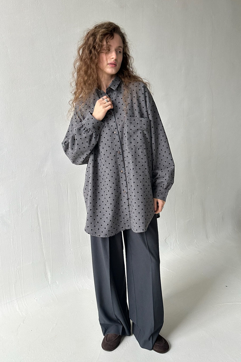 Рубашка женская HUG077/12/Серый, черный