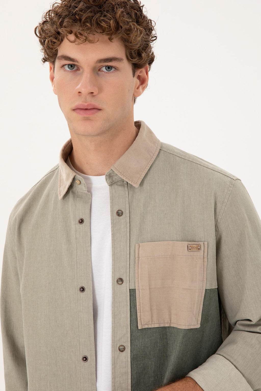 Мужская рубашка светло-хаки с длинным рукавом Неожиданная скидка в корзине - U.s. polo assn фото 2
