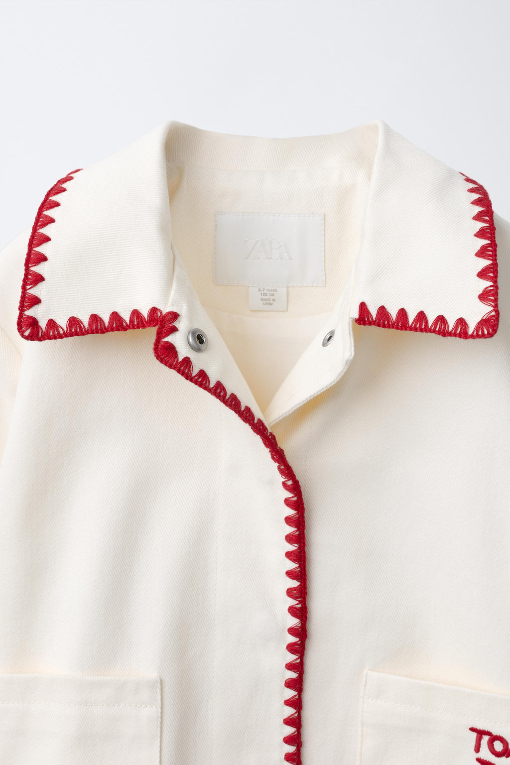 CAZADORA WORKER BORDADOS / Crudo / Rojo