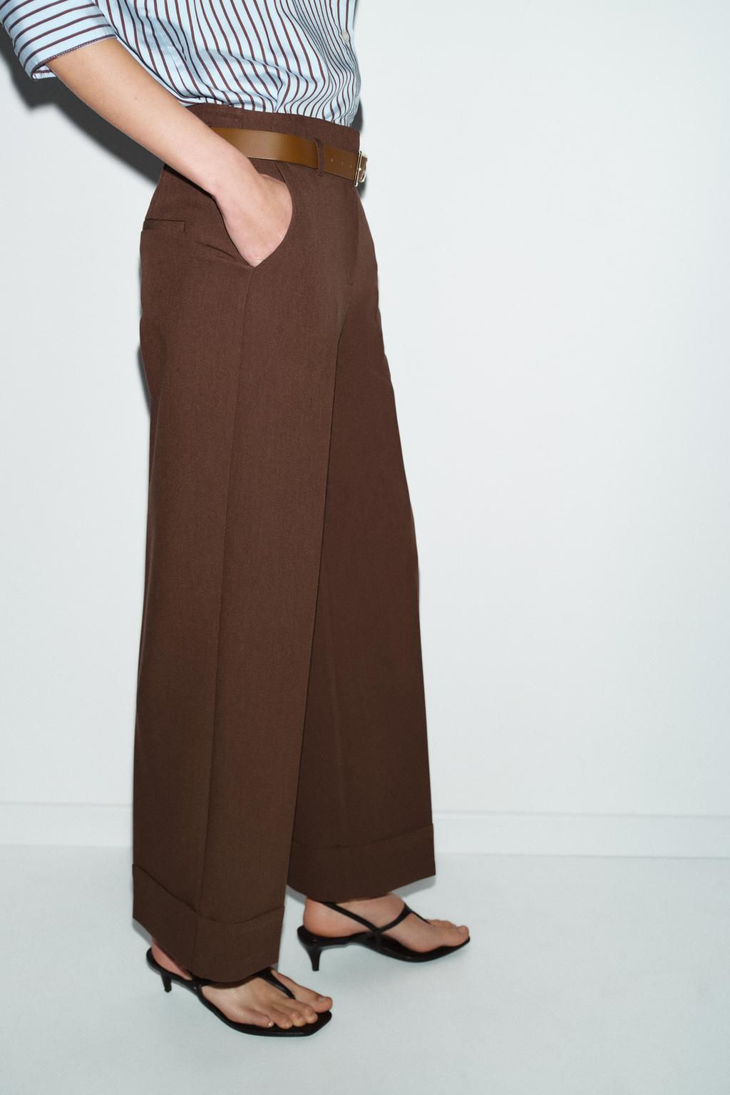 TROUSERS WITH TURN-UP CUFFS AND BELT - Zara фото 20