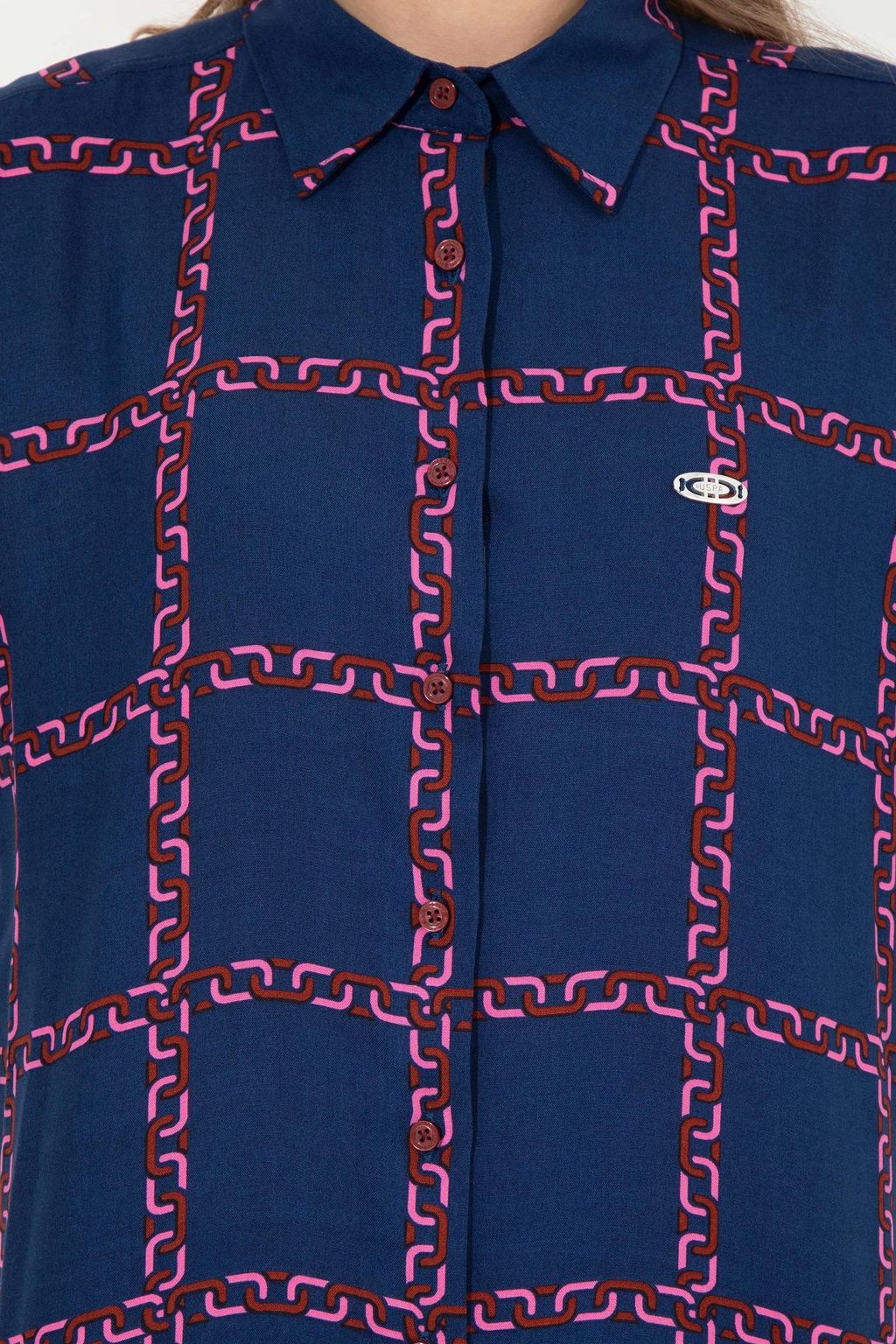 Женская рубашка вишневого цвета с длинным рукавом - U.s. polo assn фото 6