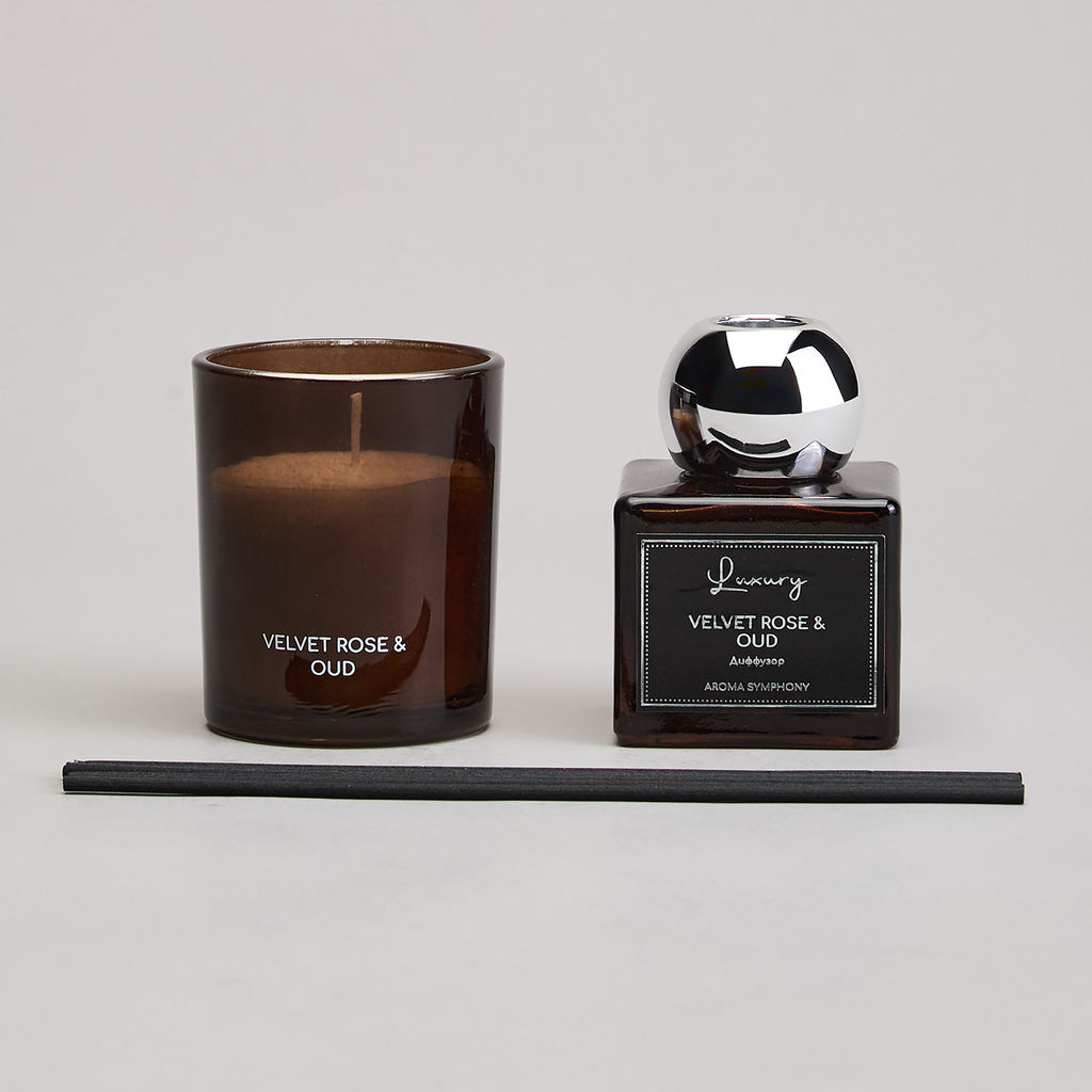 НАБОР АРОМАТИЧЕСКИЙ LUXURY СВЕЧА В СТАКАНЕ 6*7,5 СМ И ДИФФУЗОР 70 МЛ VELVET ROSE&OUD - Lefard фото 3