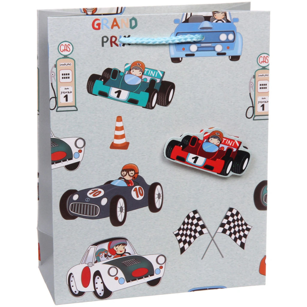 Цена за 12 шт. Пакет подарочный "Машинки" 18*23*8 см, микс