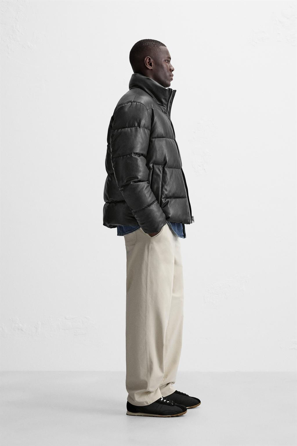 LEATHER EFFECT PUFFER JACKET - Zara фото 4