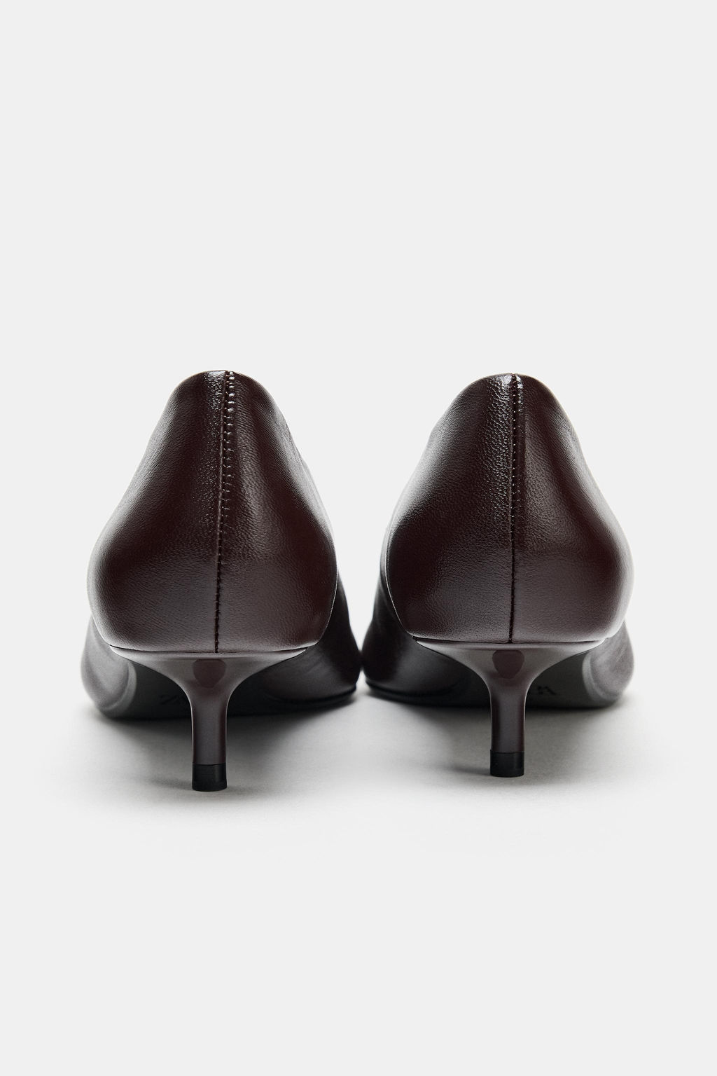 LEATHER KITTEN HEEL SHOES - Zara фото 11