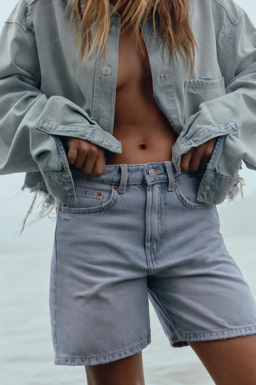TRF MID-RISE DENIM BERMUDA SHORTS - Zara фото 20