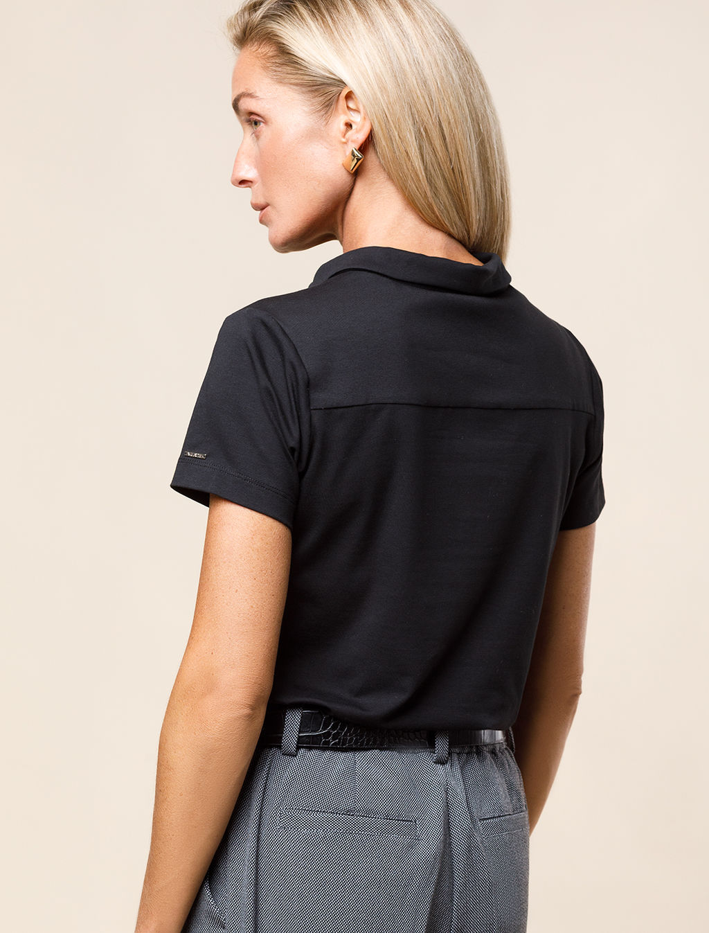 VILATTE / Футболка-поло с золотистыми пуговицами из премиального хлопка  фото 13