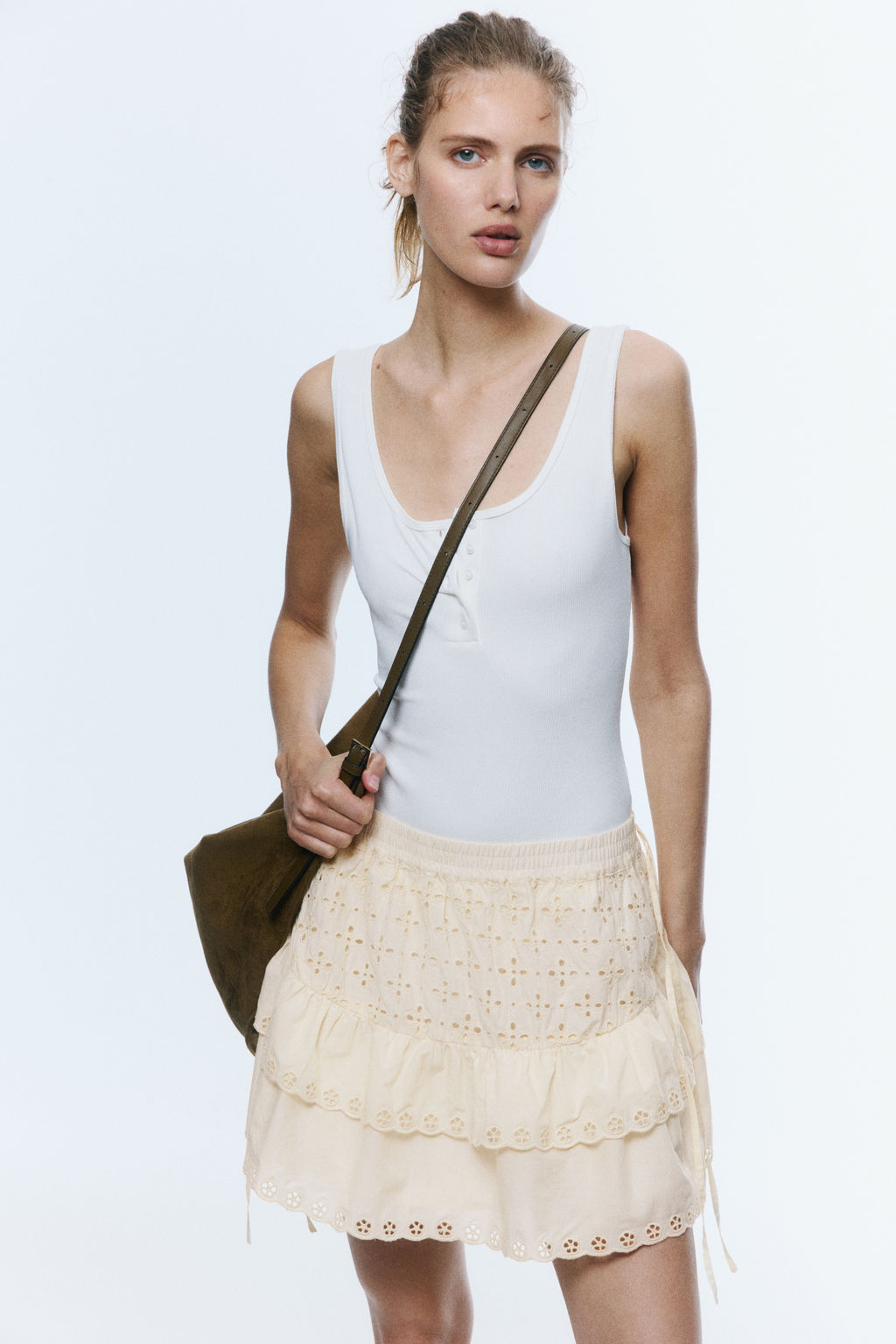 Minifalda de algod?n con bordado ingl?s - H&m фото 2
