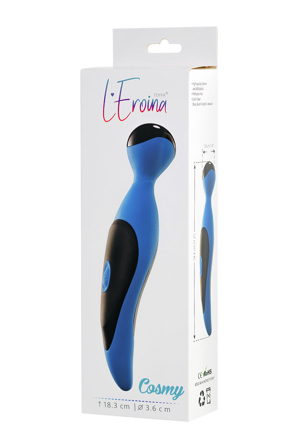 Вибростимулятор LEROINA by TOYFA Cosmy, силикон, голубой, 18,3 см, 3,6 см