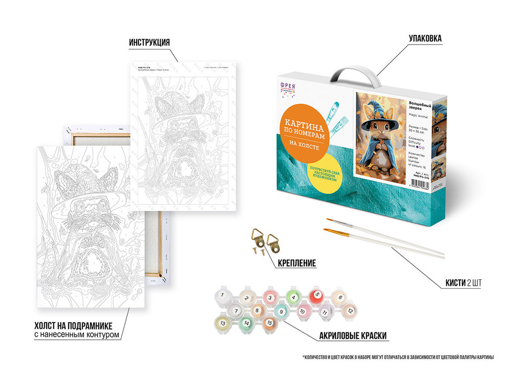 ФРЕЯ PNB/PS-376 Набор для раскрашивания по номерам 30 х 20 см Волшебный зверек