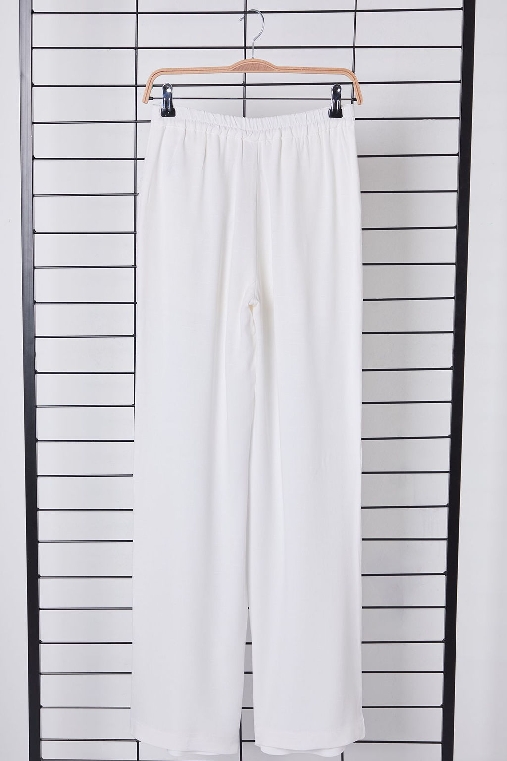 TRENDYOLMILLA Beyaz Keten Gorunumlu Wide Leg/Genis Paca Dokuma Pantolon TWOSS25PL00020  фото 8