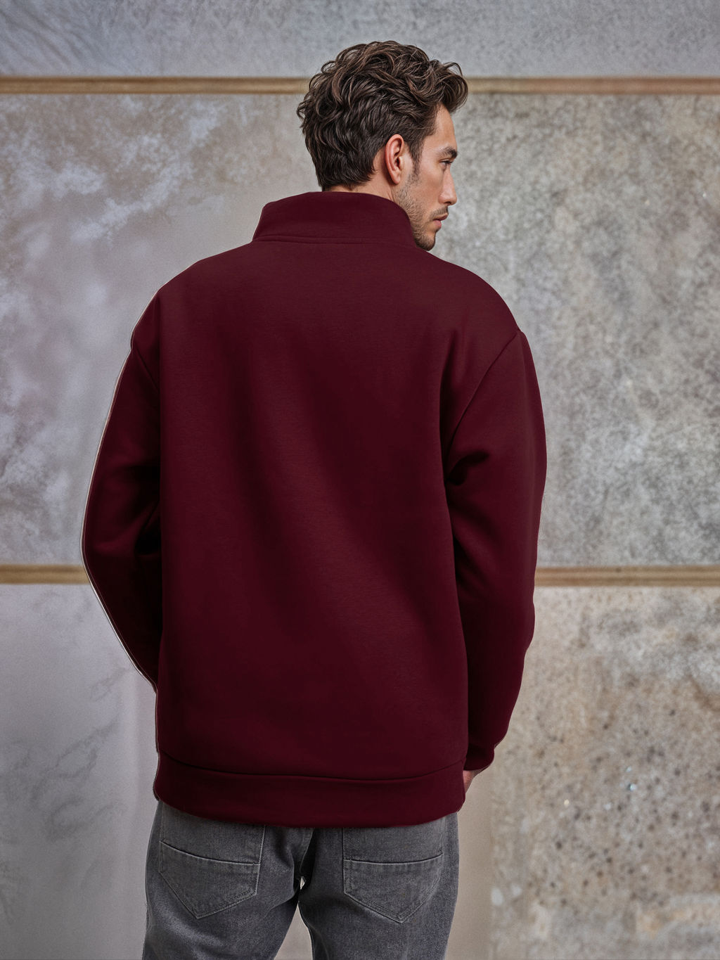 Толстовка мужская с зип-воротником "Kazan" бордо