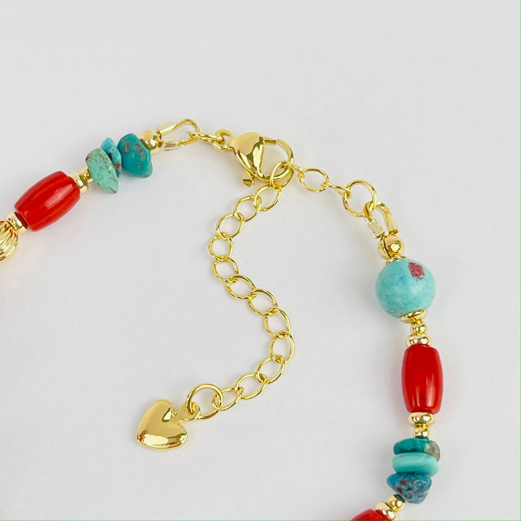 Браслет из Коралла и Бирюзы - Радуга самоцветов фото 2