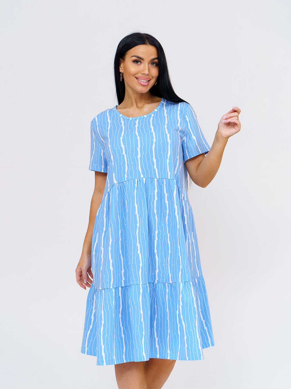 Платье женское, цвет голубой белый