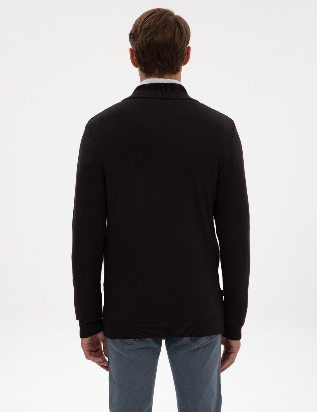 Siyah Slim Fit Fermuarl_ Triko H_rka