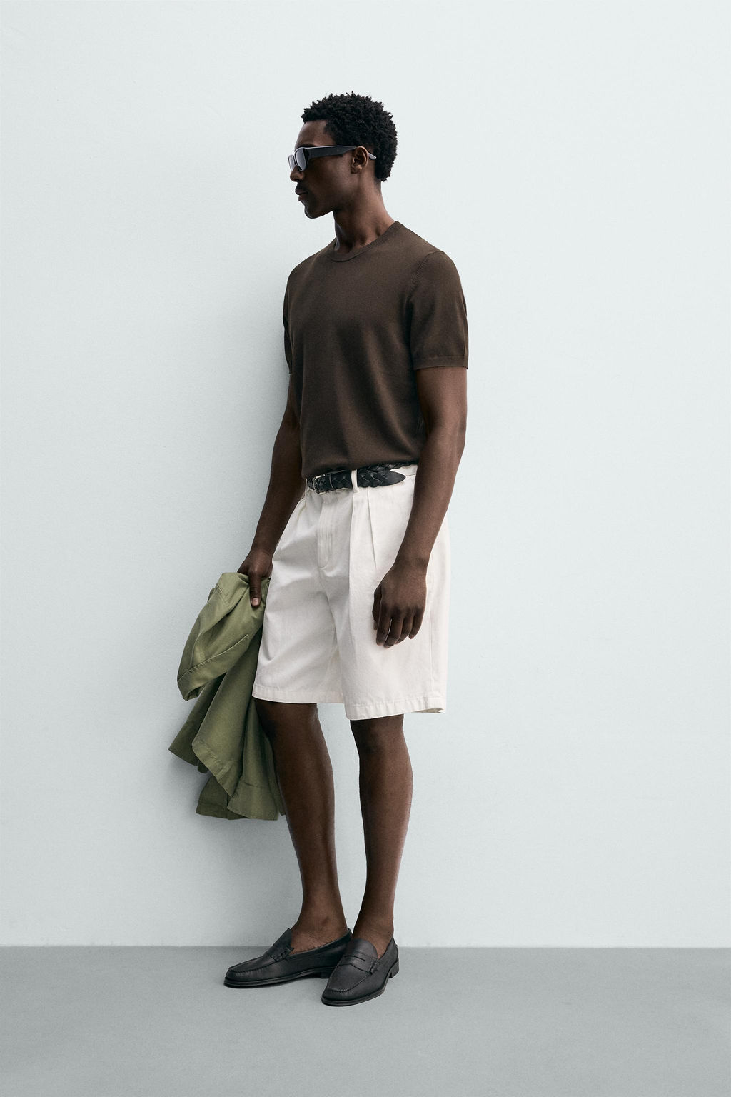 CAMISETA PUNTO REGULAR FIT B?SICO / Chocolate - Zara фото 4