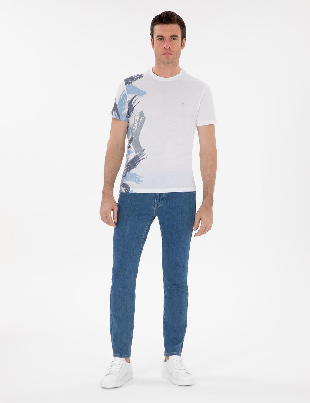 A__k Mavi Slim Fit Pamuklu Esnek Jean Pantolon