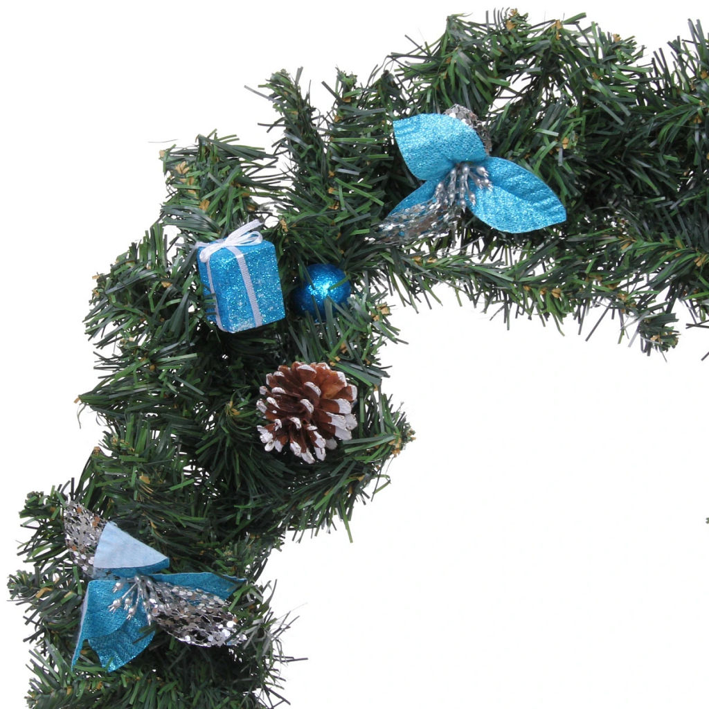 Венок хвойный "Зимние подарки" d-50 см, голубой