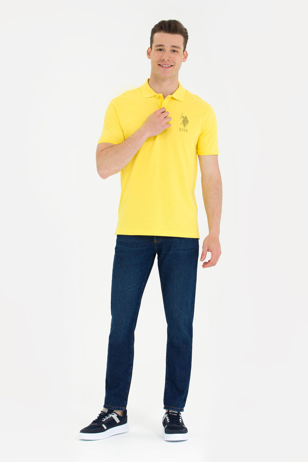 U. S. Polo Assn Мужская темно-желтая футболка с воротником-поло - U.s. polo assn фото 4