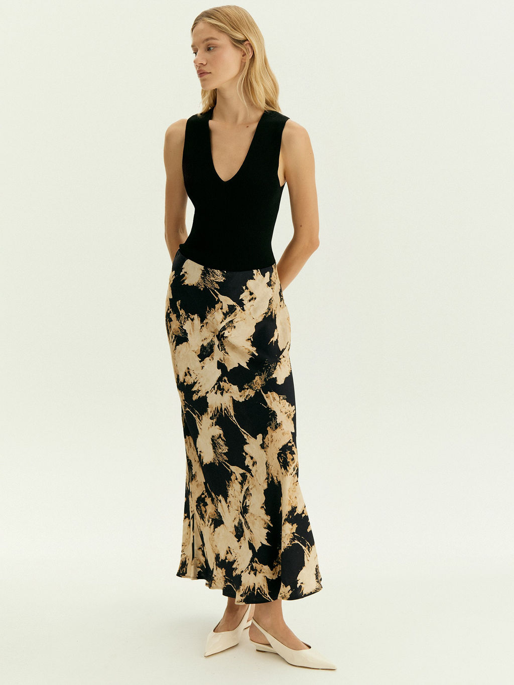 Юбка а-силуэта из вискозы, S1055/carn