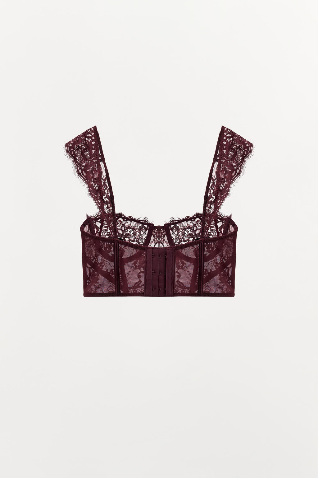 SUJETADOR AROS ENCAJE / Marr?n