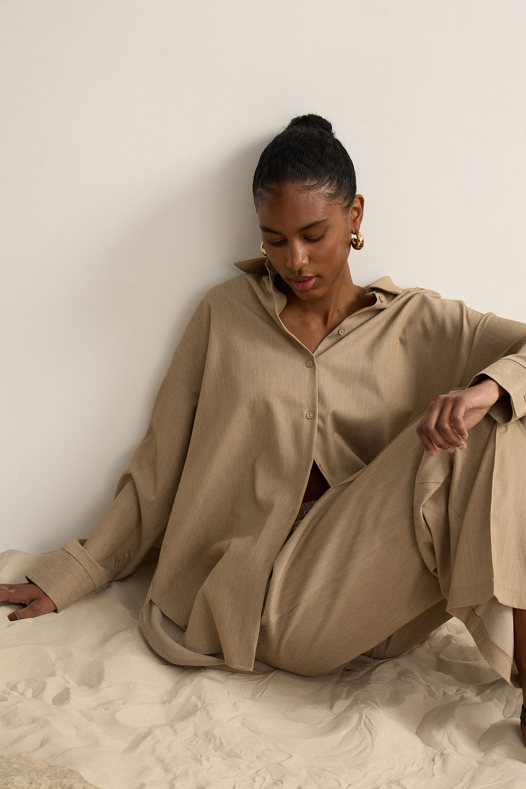 Брюки на кулиске с эффектом меланж - Mollis фото 3