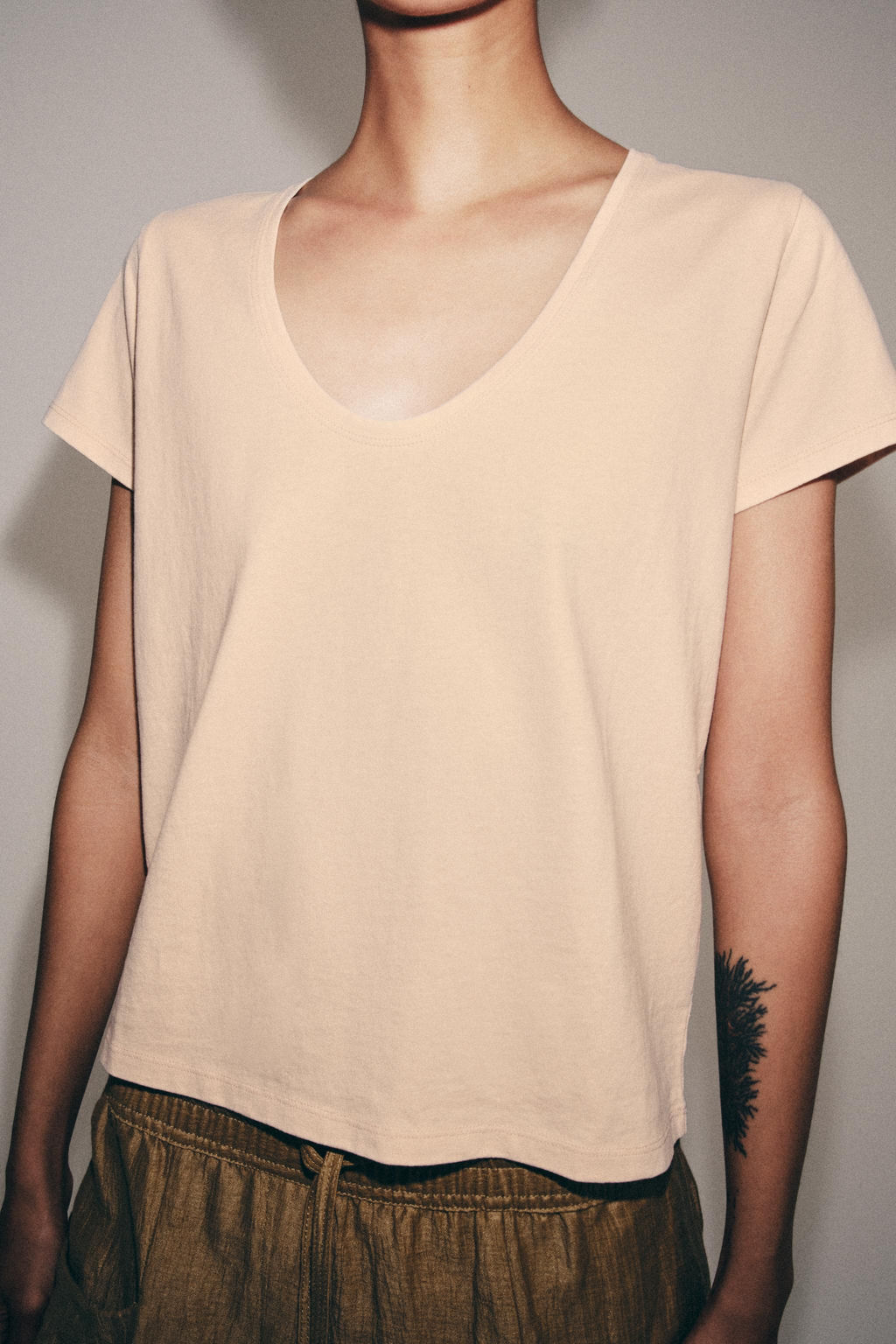 CAMISETA ALGOD?N MANGA CORTA / rosa claro