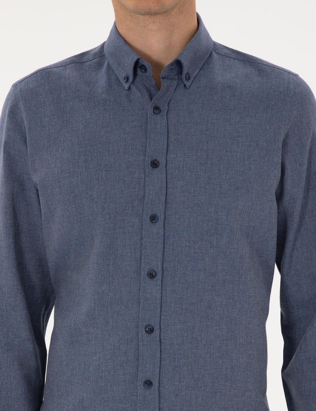 Koyu Mavi Flanel Dokulu Slim Fit Uzun Kollu G_mlek - Pierre cardin фото 6