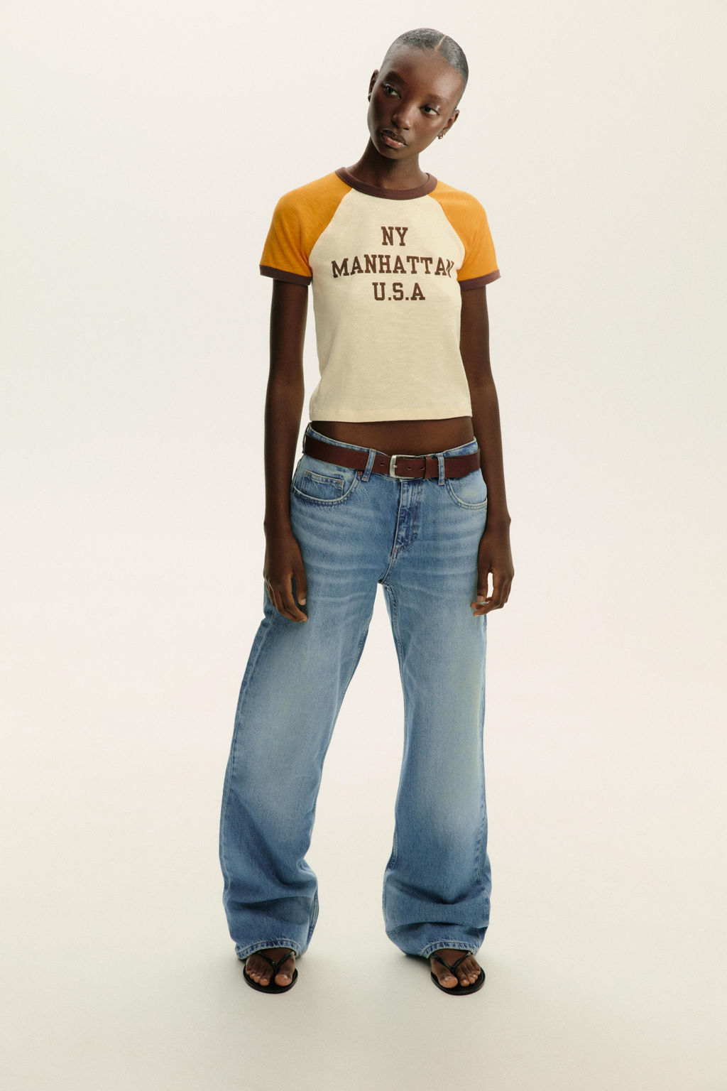 SLOGAN T-SHIRT WITH RIBBED TRIM - Zara фото 17