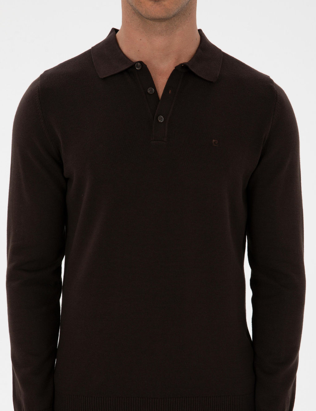 Koyu Kahverengi Slim Fit Polo Yaka Basic Triko Kazak - Pierre cardin фото 6