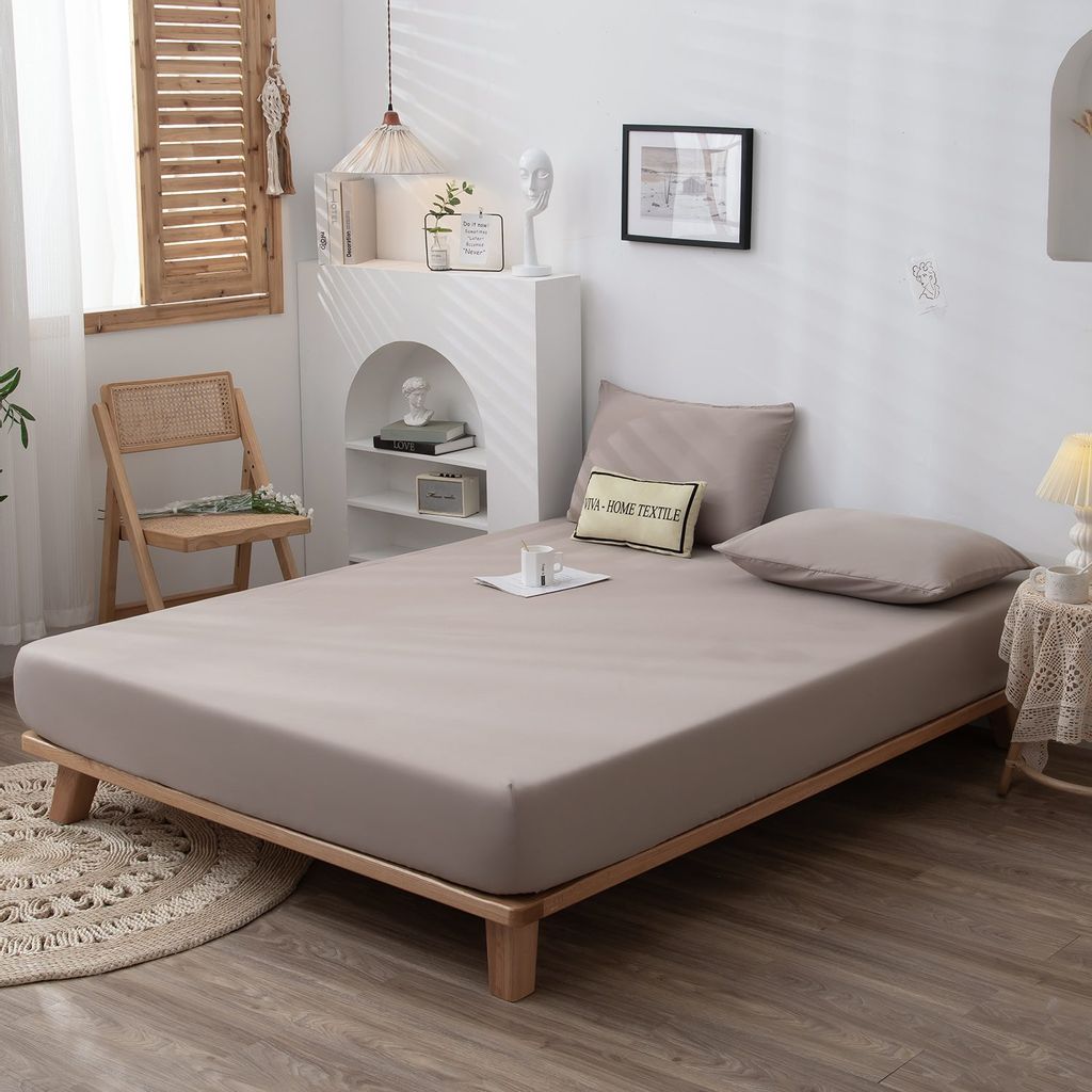 Комплект постельного белья Однотонный Сатин на резинке CSR028 Евро - Ситрейд фото 2