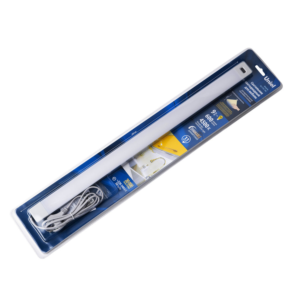 ULI-F45-9W/4500K/DIM SENSOR IP20 SILVER Светильник светодиодный для мебели. 600*35*16мм. 600Lm. ТМ Uniel