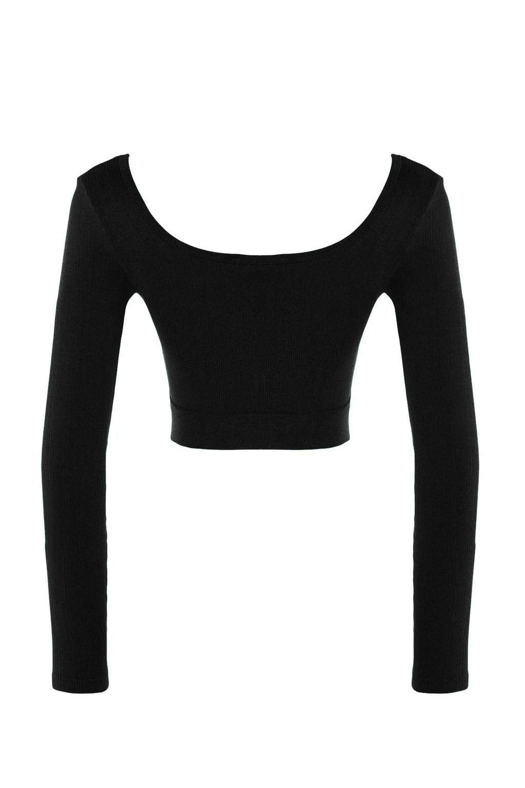 Siyah Seamless/Dikissiz Crop Ekstra Esnek Orme Spor Ust/Bluz TWOAW22BZ0450