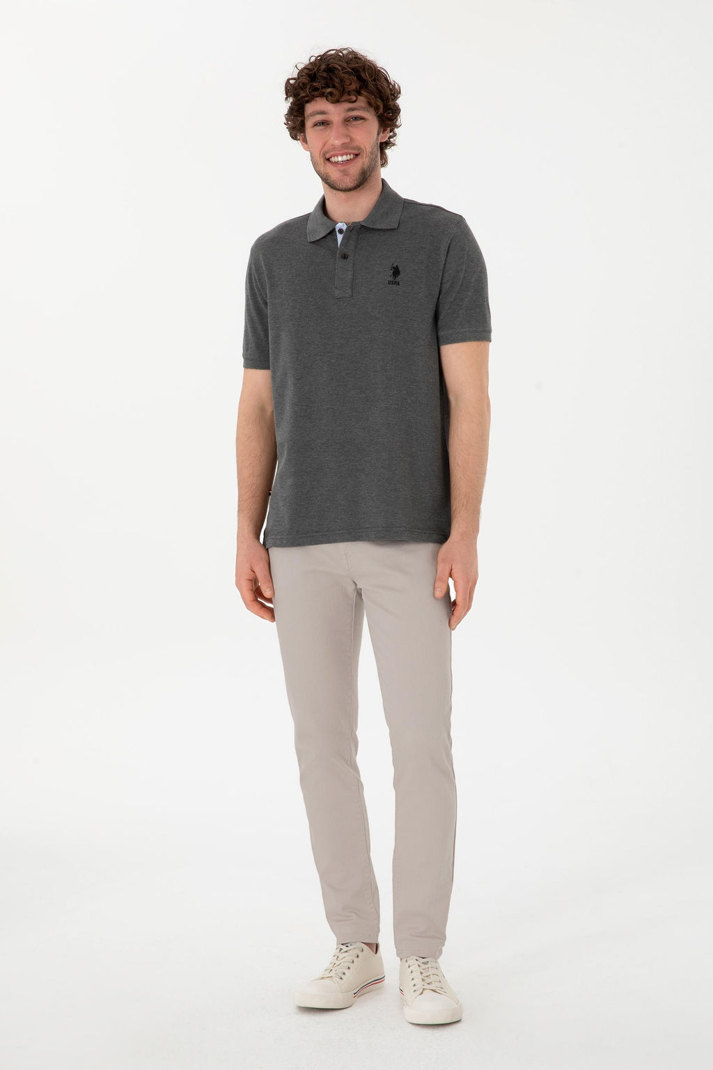 Erkek Regular Fit Polo Yaka Antrasit Melanj Basic Ti__rt Sepette S_rpriz _ndirim - U.s. polo assn фото 4