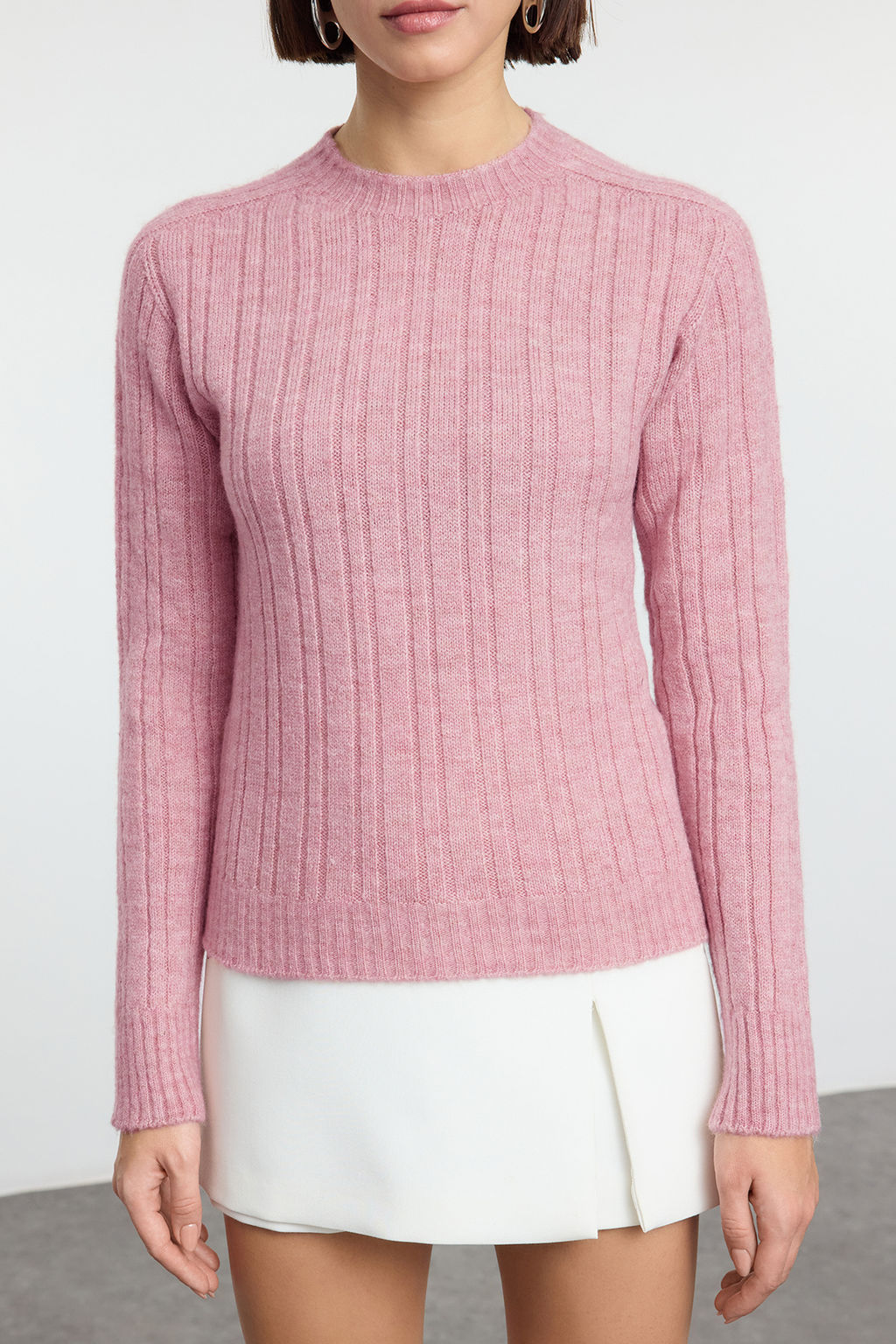 Somon Yumusak Dokulu Dik Yaka Regular Triko Kazak TEDAW25KZ00041 - Trendyolmilla фото 15