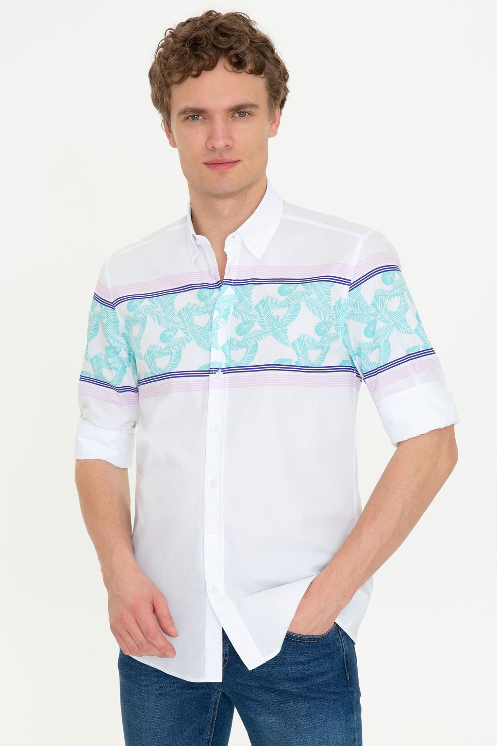 U. S. Polo Assn Мужская белая рубашка с длинным рукавом - U.s. polo assn фото 3